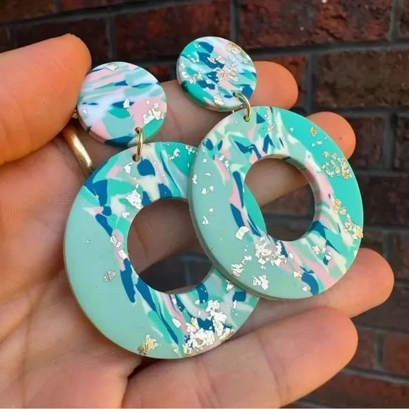 Gaze Marble Light Blue Earrings - Picture 3 of 5